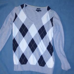 Grey argyle sweater
